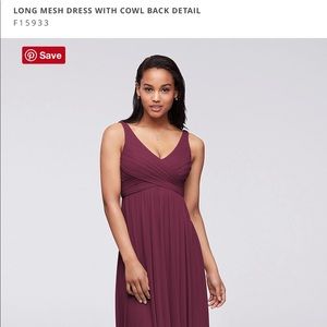 David’s Bridal Wine Cowl Back Dress Size 20